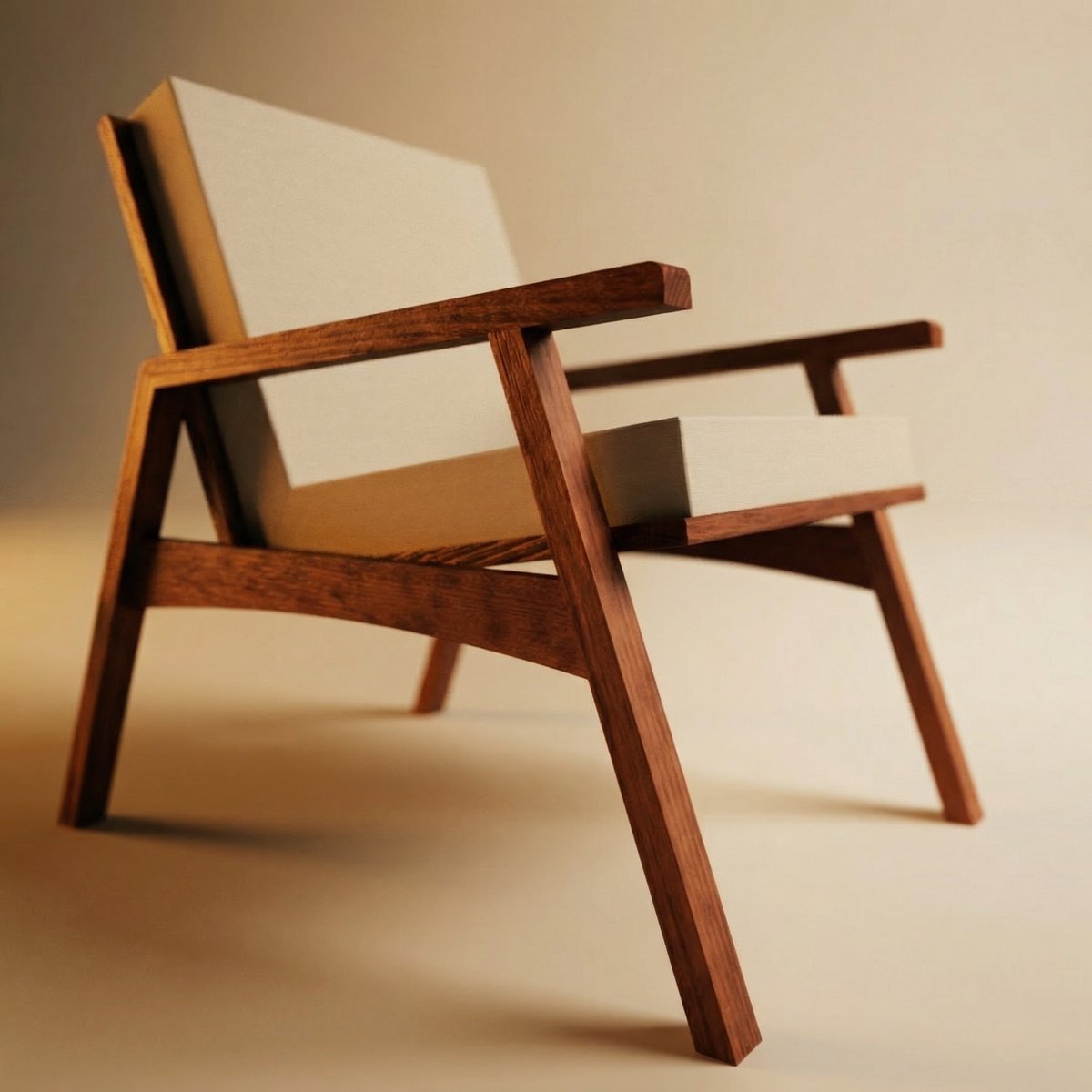The Embrace chair in walnut with cream upholstery